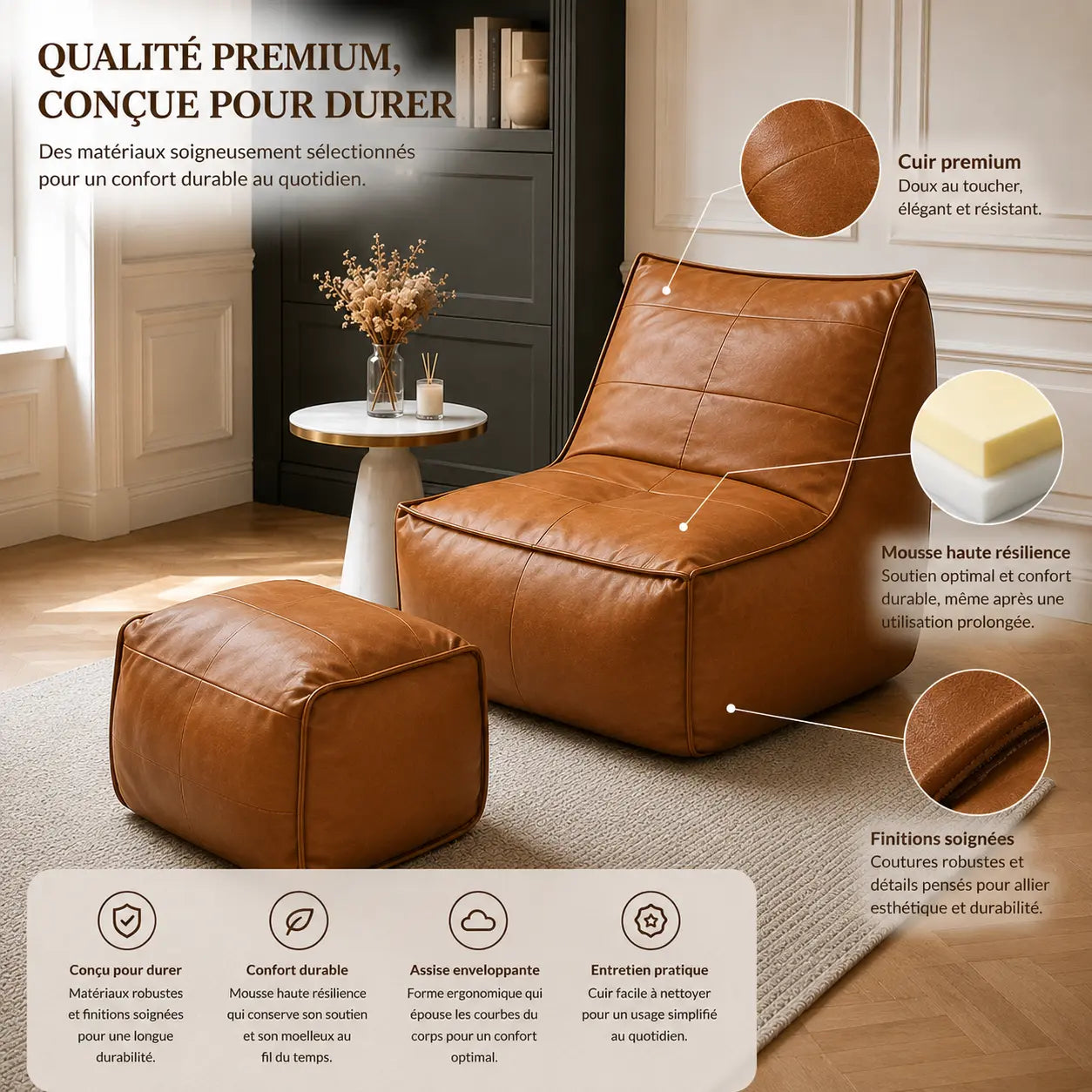 NOLAN - Chauffeuse 1 Place Cuir