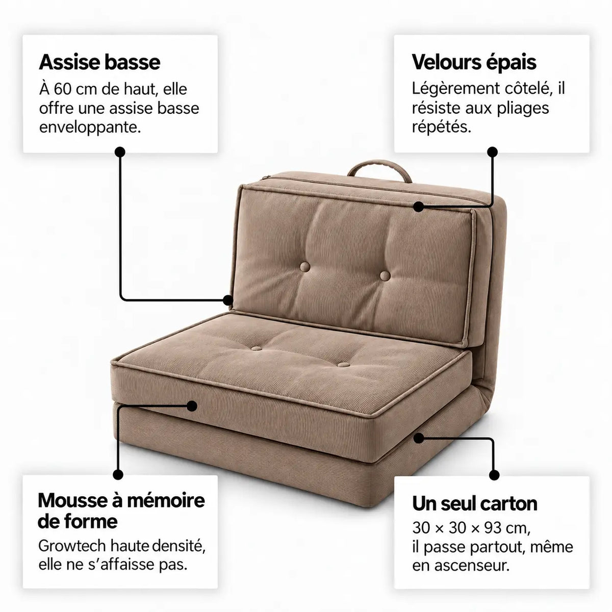 ANYA - Chauffeuse 1 Place Convertible