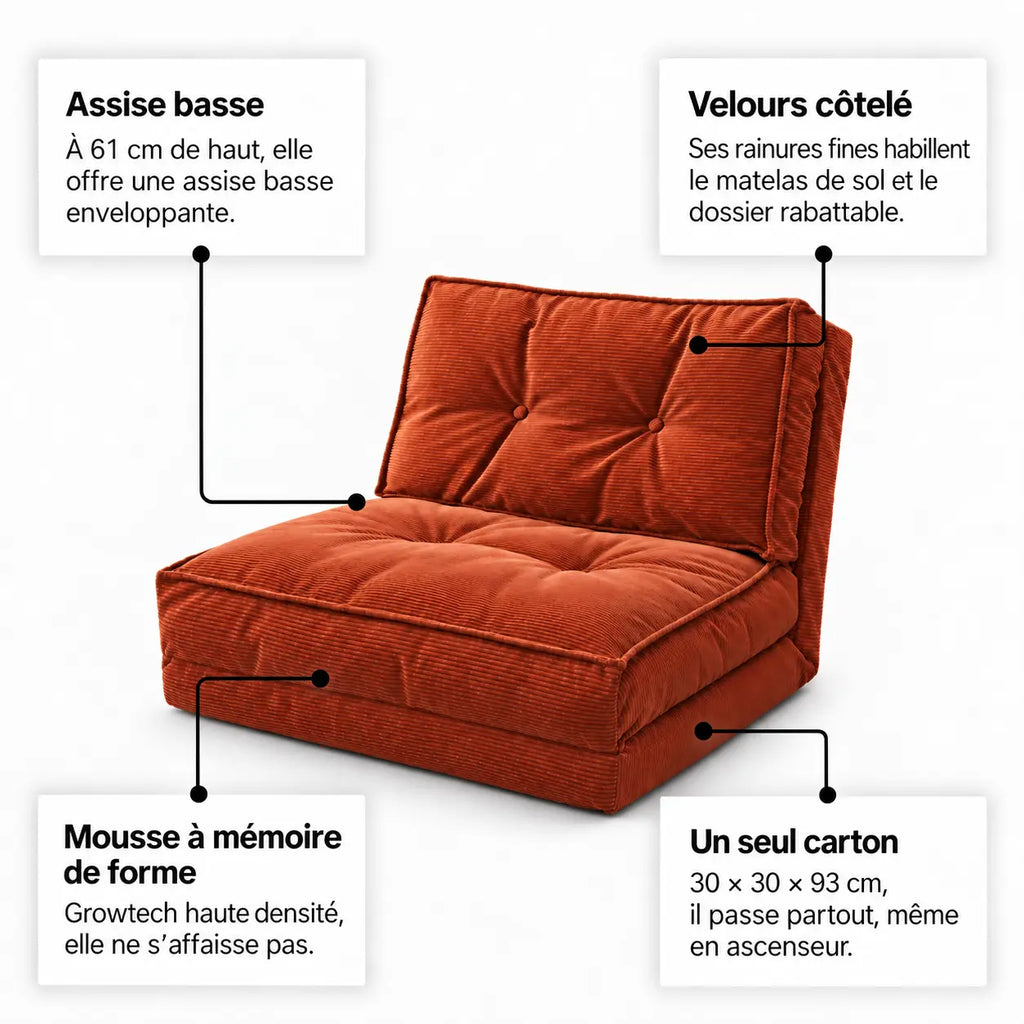 LILOU - Chauffeuse 1 Place Convertible