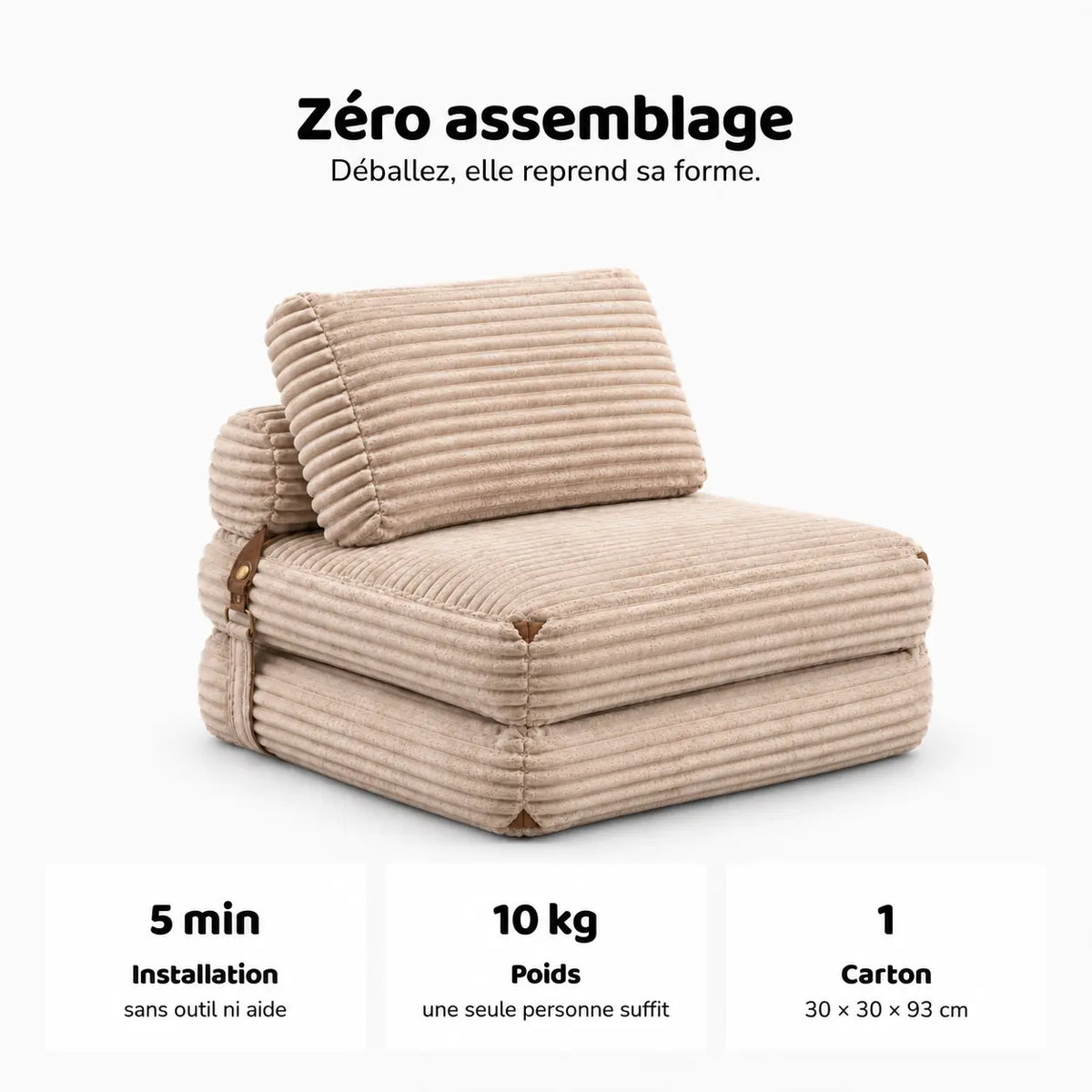 LOEVA - Chauffeuse 1 Place Convertible