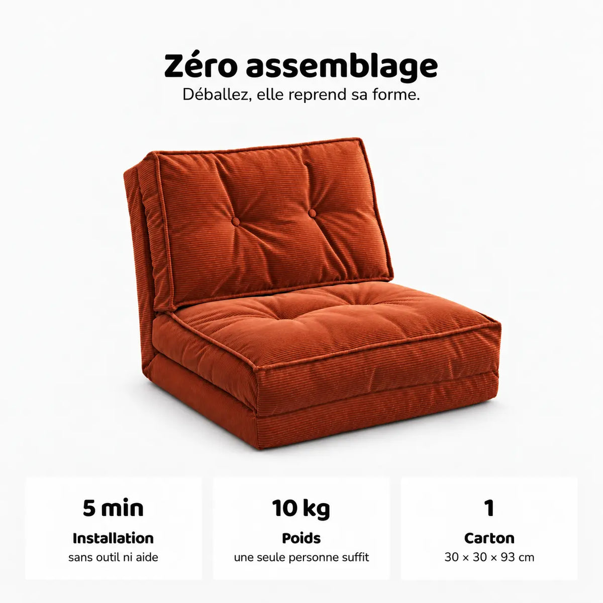 LILOU - Chauffeuse 1 Place Convertible