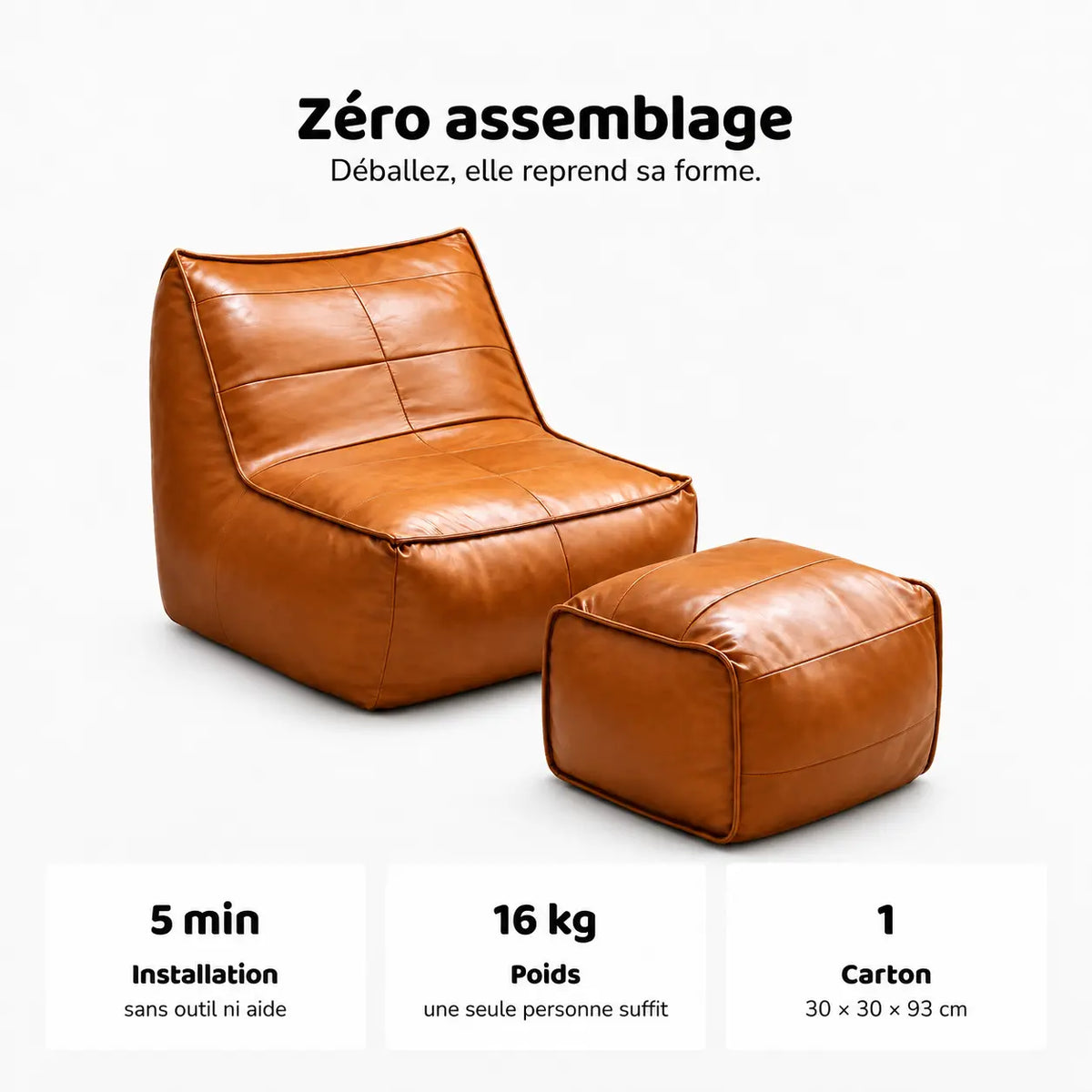 NOLAN - Chauffeuse 1 Place Cuir